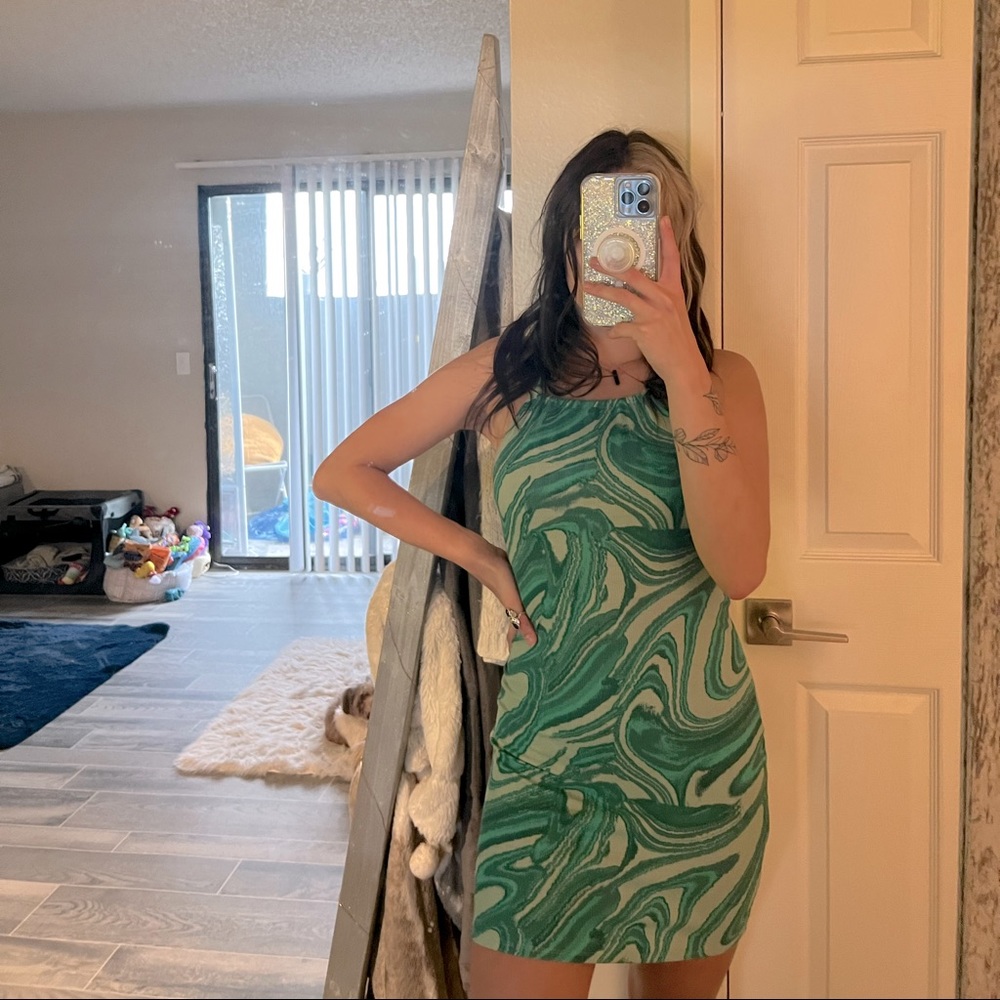 funky green halter dress